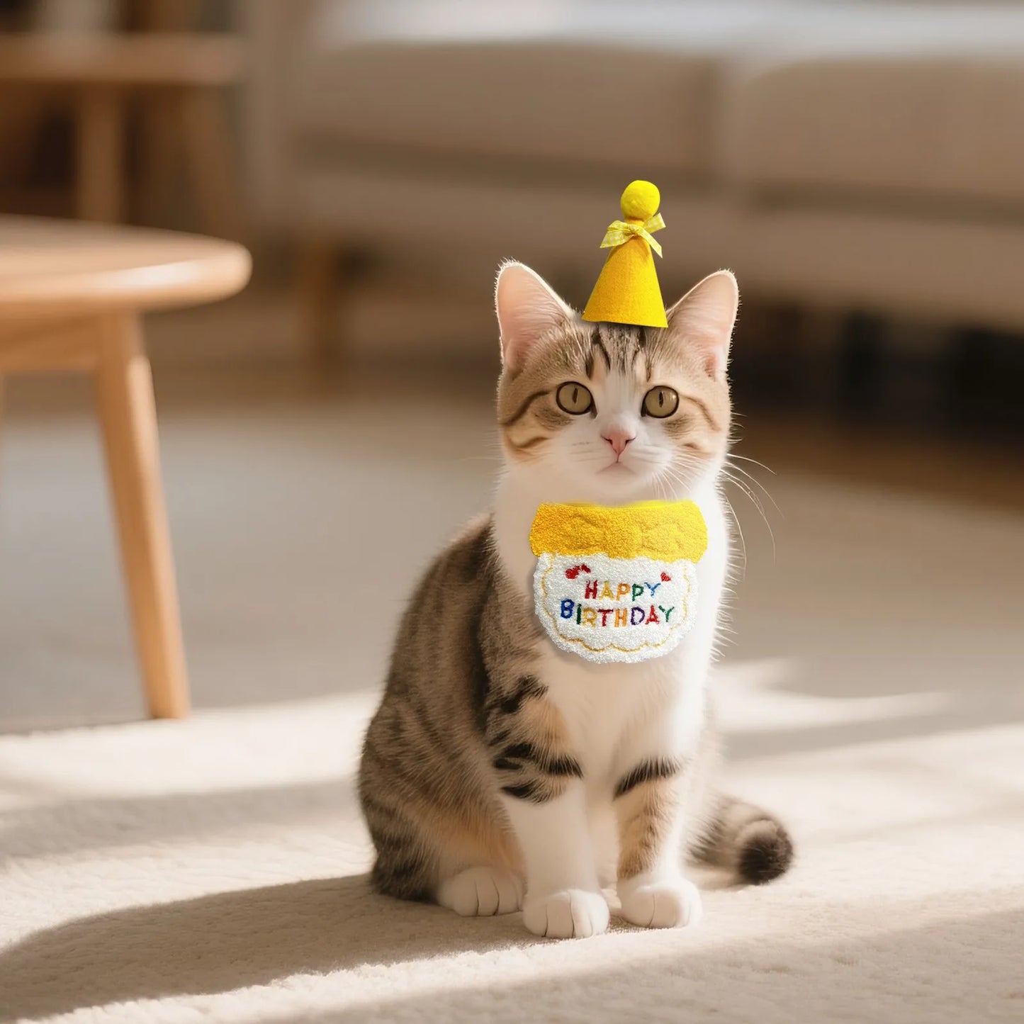 Pet Cat Dog Birthday Outfit - Birthday Hat and Bib Set,Cute Birthday Scarf Bib & Party Hat Adjustable Pet Birthday Supplies