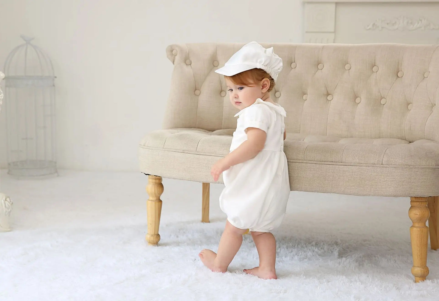 baby boy clothes white baptism baby romper set with hat turndown collar newborn first christmas boy birthday clothing 3-24M