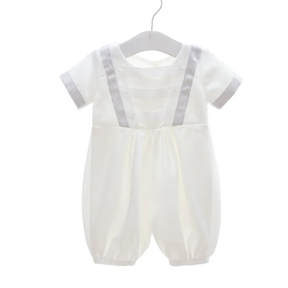 baby boy clothes white baptism baby romper set with hat turndown collar newborn first christmas boy birthday clothing 3-24M