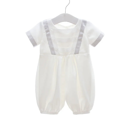 baby boy clothes white baptism baby romper set with hat turndown collar newborn first christmas boy birthday clothing 3-24M