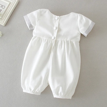 baby boy clothes white baptism baby romper set with hat turndown collar newborn first christmas boy birthday clothing 3-24M