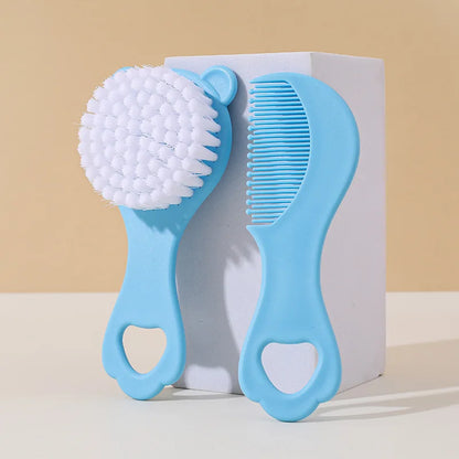 Baby care set: Cute bear-themed newborn comb & cleaning brush—safe, gentle for baby’s scalp, adorable must-have for parents!