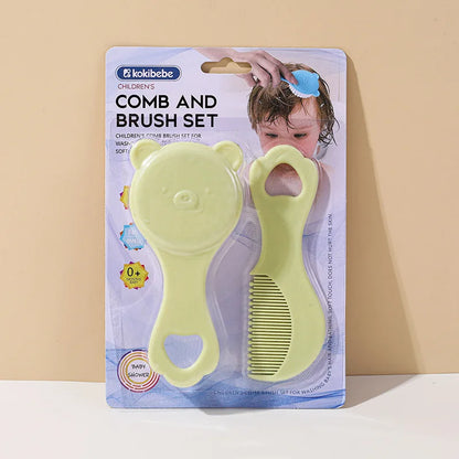 Baby care set: Cute bear-themed newborn comb & cleaning brush—safe, gentle for baby’s scalp, adorable must-have for parents!