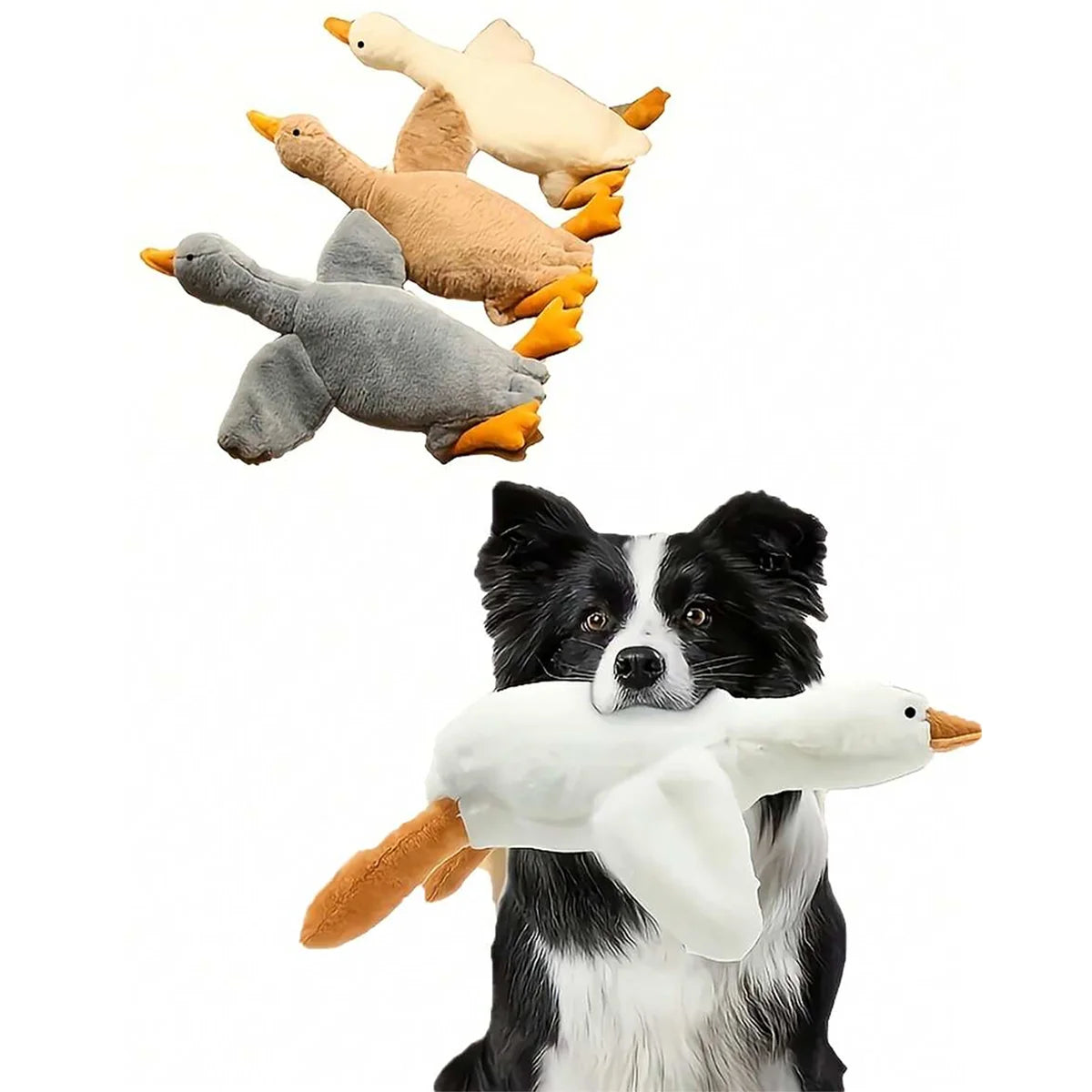 A Set of Soft Duck Plush Toys, White/Gray/Brown, Suitable for Cats and Dogs to Play With, Helps Dogs Play and Expend Energy, Suitable for Small to Medium-Sized Pets (Large Pets May Bite, so It Is Not Recommended for Large Pet