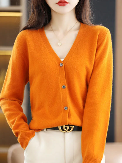 Women's Sweater 2026 Spring Autumn Cardigans V-neck Single Breasted Short Slim Lady Knitwear Tops Solid Korean Fashion Cardigan