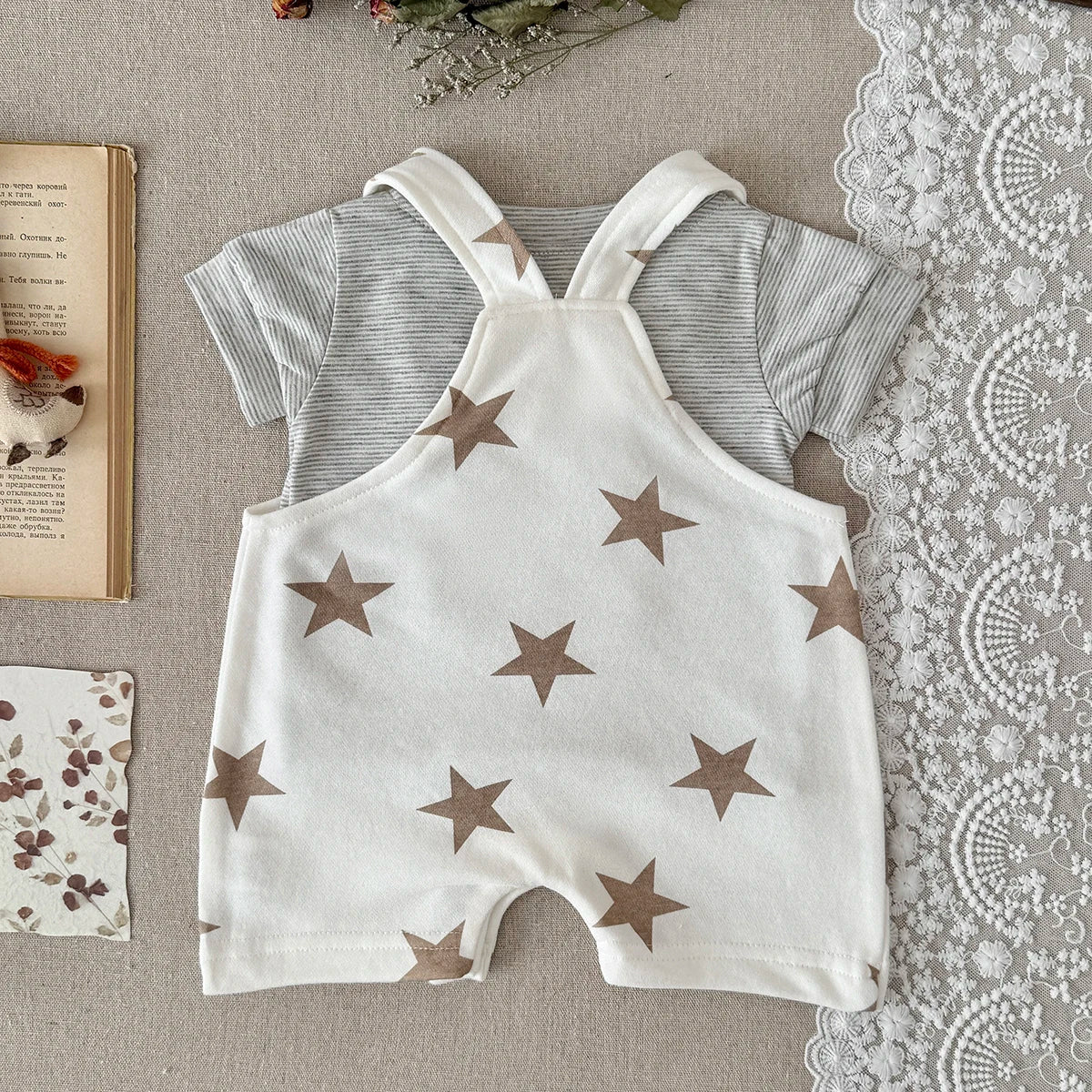 Baby Clothes Cute Cartoon  Print Cotton Comfortable And Soft 0-18 Boys And Girls Summer Short Sleeved Baby Jumpsuit