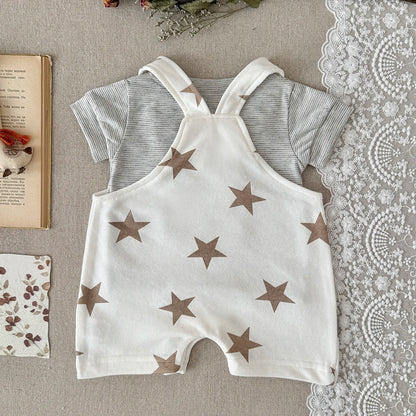 Baby Clothes Cute Cartoon  Print Cotton Comfortable And Soft 0-18 Boys And Girls Summer Short Sleeved Baby Jumpsuit