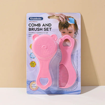 Baby care set: Cute bear-themed newborn comb & cleaning brush—safe, gentle for baby’s scalp, adorable must-have for parents!