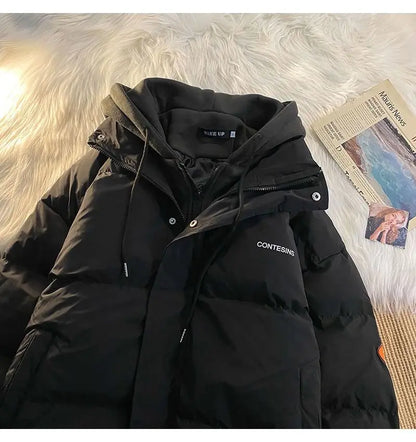 2026 Korean Winter Leisure Cotton Clothes Women Parker coat Y2K Multi-functional Fake Two Pocket Zipper Down Jacket Thick Coat