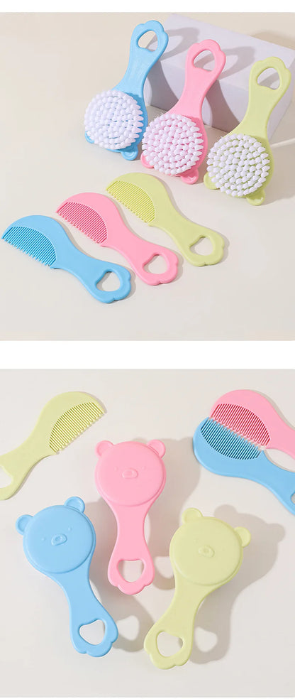 Baby care set: Cute bear-themed newborn comb & cleaning brush—safe, gentle for baby’s scalp, adorable must-have for parents!