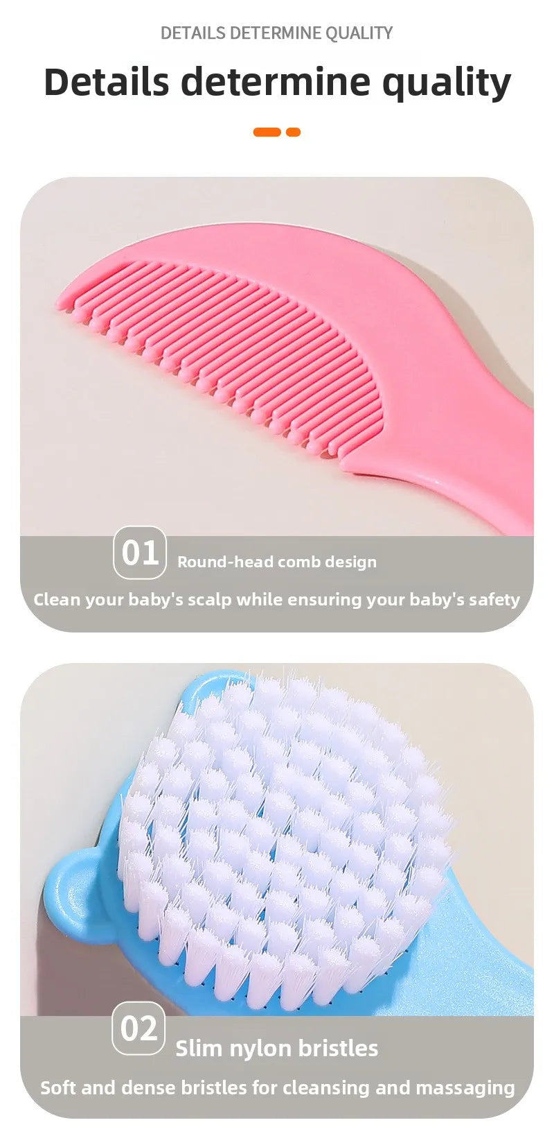 Baby care set: Cute bear-themed newborn comb & cleaning brush—safe, gentle for baby’s scalp, adorable must-have for parents!