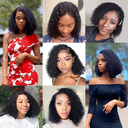 Burmese Hair 6inch Short Kinky Curly Pixie Cut 100% Human Hair Wigs 13x4x1 Transparent Lace Wig Natural Color For Black Women