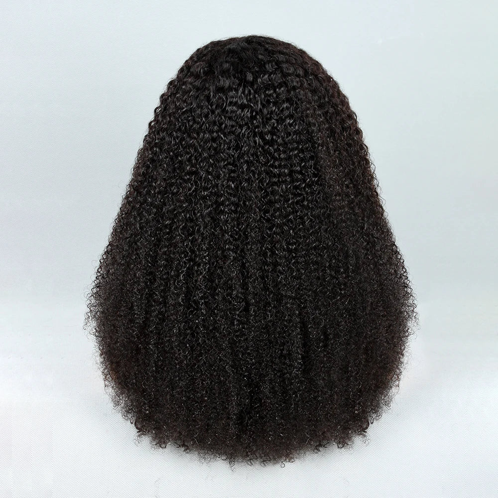 Half Wig Human Hair Wigs 180% Half Wig Kinky Curly Human Hair Wigs 3 In 1 Invisible Hairline Wear Go With Drawstring Seamless