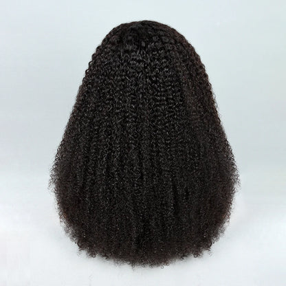 Half Wig Human Hair Wigs 180% Half Wig Kinky Curly Human Hair Wigs 3 In 1 Invisible Hairline Wear Go With Drawstring Seamless
