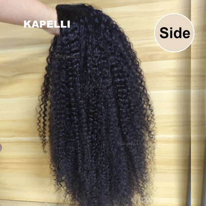 Half Wig Human Hair Wigs 180% Half Wig Kinky Curly Human Hair Wigs 3 In 1 Invisible Hairline Wear Go With Drawstring Seamless