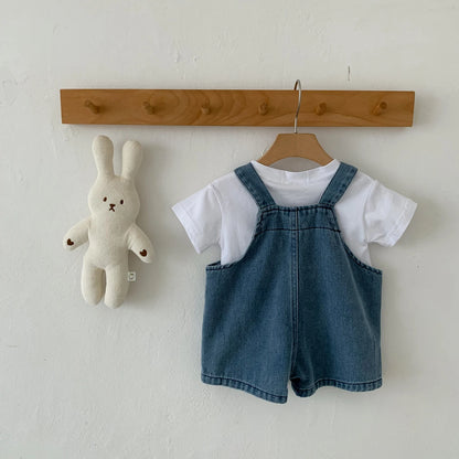 Baby Clothes for Girls Boys T Shirt with Denim Jumpsuit Newborn Clothes Set 2pcs