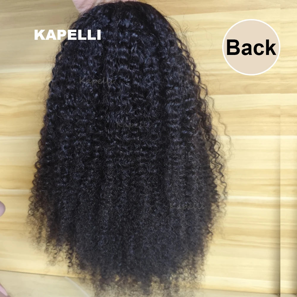 Half Wig Human Hair Wigs 180% Half Wig Kinky Curly Human Hair Wigs 3 In 1 Invisible Hairline Wear Go With Drawstring Seamless