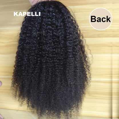 Half Wig Human Hair Wigs 180% Half Wig Kinky Curly Human Hair Wigs 3 In 1 Invisible Hairline Wear Go With Drawstring Seamless
