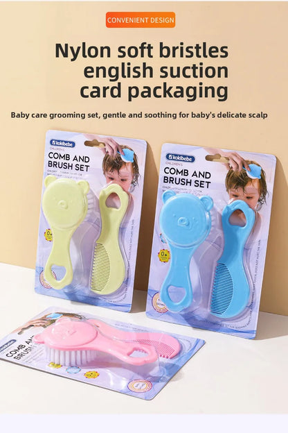 Baby care set: Cute bear-themed newborn comb & cleaning brush—safe, gentle for baby’s scalp, adorable must-have for parents!