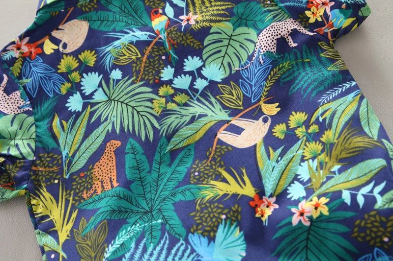 Baby Boy Clothes Baby Clothes 0-5 Years Old Summer Short-Sleeved Shorts Suit Baby Printed Shirt Casual Shorts Two-Piece Suit
