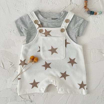 Baby Clothes Cute Cartoon  Print Cotton Comfortable And Soft 0-18 Boys And Girls Summer Short Sleeved Baby Jumpsuit