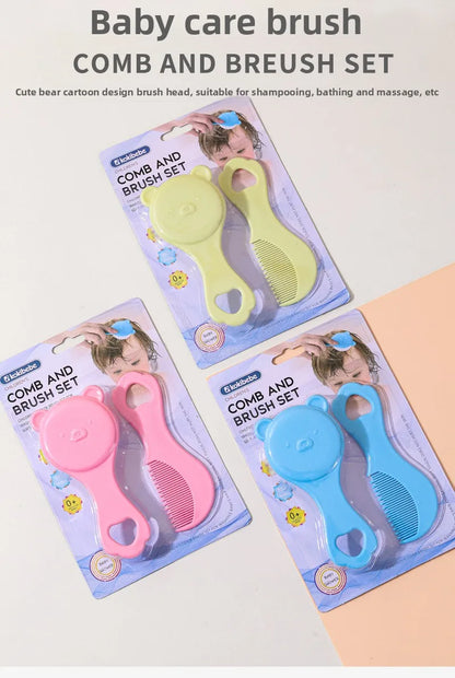 Baby care set: Cute bear-themed newborn comb & cleaning brush—safe, gentle for baby’s scalp, adorable must-have for parents!