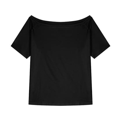 2026 Summer Off Shoulder T-shirt Women Sexy Y2K Korean Fashion Crop Tops Woman Vintage Japanese White Tee Shirt Femme Clothes