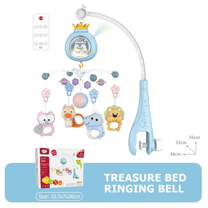 Baby Crib Mobile with Projector and Night Light, Remote Control Musical Rotating Toy with Soothing Lullabies for Newborns