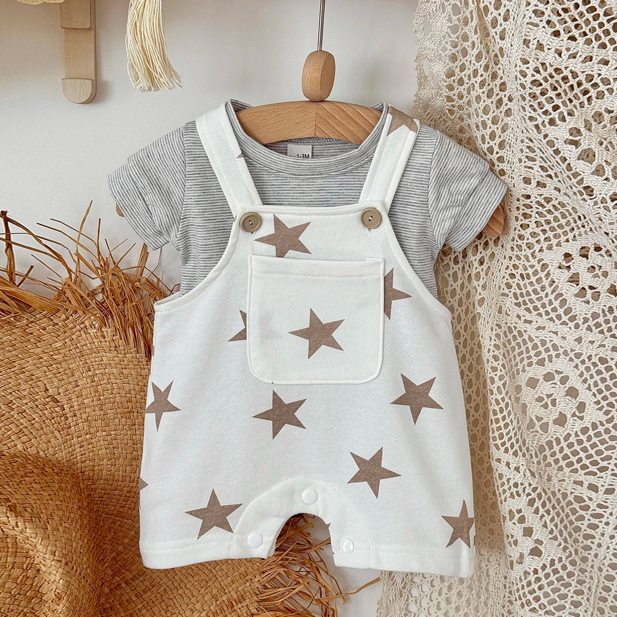 Baby Clothes Cute Cartoon  Print Cotton Comfortable And Soft 0-18 Boys And Girls Summer Short Sleeved Baby Jumpsuit