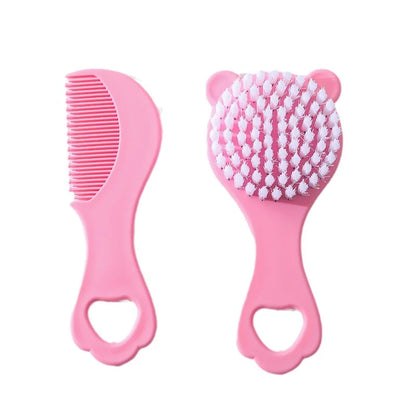 Baby care set: Cute bear-themed newborn comb & cleaning brush—safe, gentle for baby’s scalp, adorable must-have for parents!