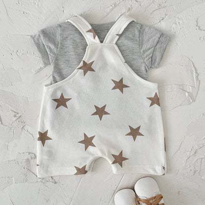 Baby Clothes Cute Cartoon  Print Cotton Comfortable And Soft 0-18 Boys And Girls Summer Short Sleeved Baby Jumpsuit