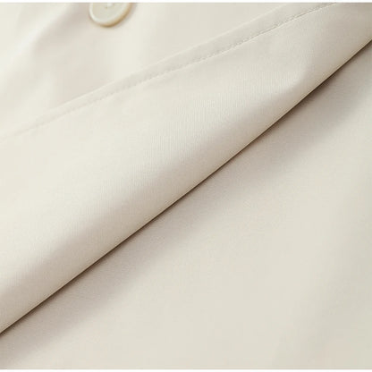 Solid Lapel Lace Up Jacket Elegant Chic Full Sleeve Button Loose Long Coat For Women Office Lady Daily Commute Overcoat 2026 New