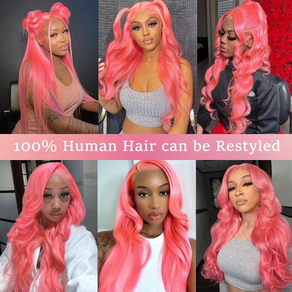 Pink Human Hair Wig 13x6 HD Lace Frontal Wig Human Hair 13x4 Straight Lace Wig Human Hair 200 Density Lace Front Human Hair Wig