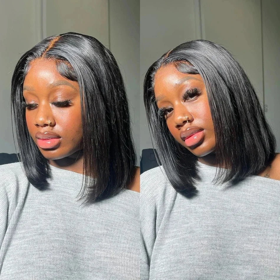 4x4 13x4 Lace Front Human Hair Bone Straight Wigs Cheap Short Bob Wig Brazilian Preplucked Lace Frontal Wigs 100% Human Hair