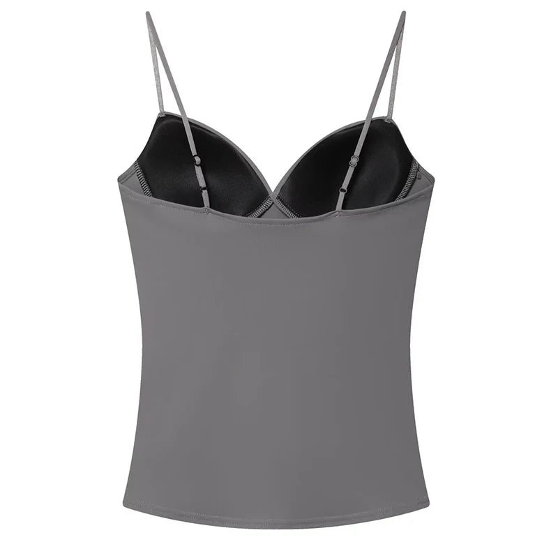 HXAO Woman Tops Corset Crop Top Women Sleeveless Black Brown Top With Straps Camisole Bodycon Backless Sexy Tops Bustier