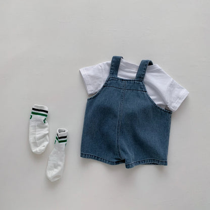 Baby Clothes for Girls Boys T Shirt with Denim Jumpsuit Newborn Clothes Set 2pcs