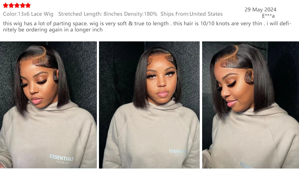 13x4 Bob Brazilian Remy Hair 220% Density Bob Wigs Straight Human Hair Lace Front Wigs Pre-plucked Lace Front Wigs 14 inch