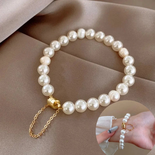 Elegant Freshwater Pearl Bracelet For Women's Magnetic Buttons Creative Design Bracelets Wedding Daity Hand Jewelry Accessories