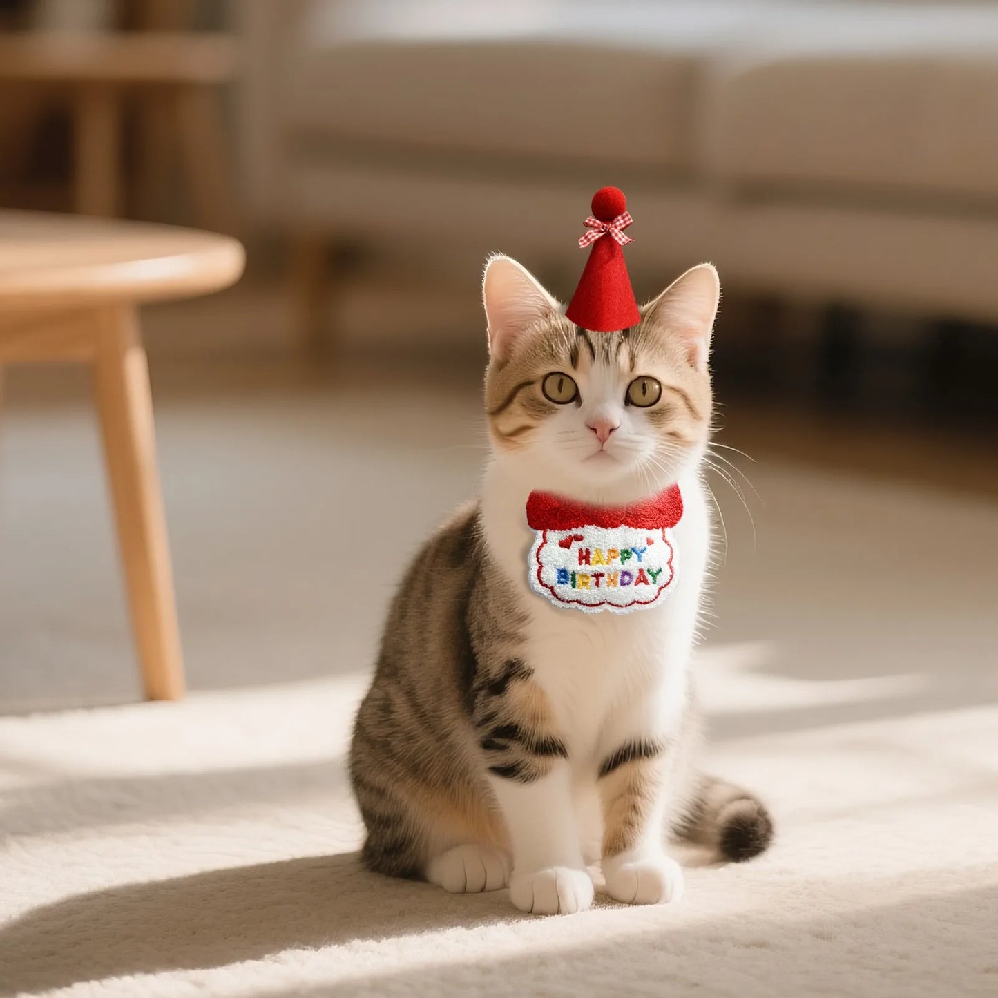 Pet Cat Dog Birthday Outfit - Birthday Hat and Bib Set,Cute Birthday Scarf Bib & Party Hat Adjustable Pet Birthday Supplies