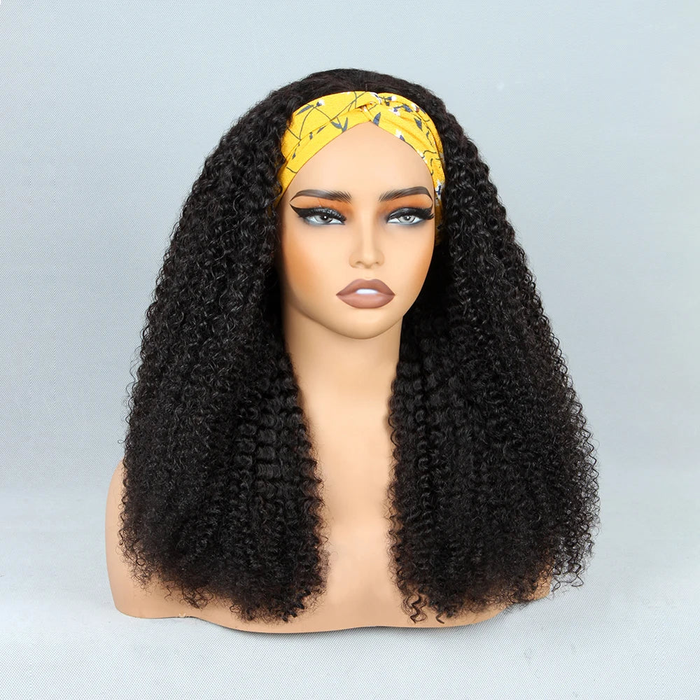 Half Wig Human Hair Wigs 180% Half Wig Kinky Curly Human Hair Wigs 3 In 1 Invisible Hairline Wear Go With Drawstring Seamless