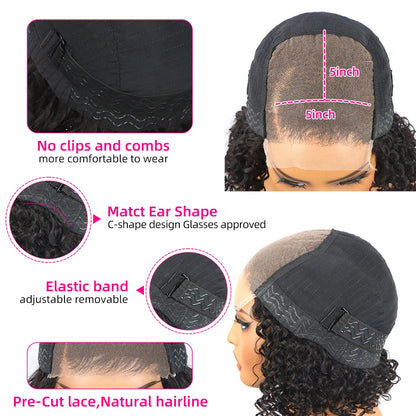 Highlight 5x5 Glueless Wigs Human Hair Pre Plucked Pre Cut Black Hair With Red highlight Body Wave Wigs Human Hair 200% Density