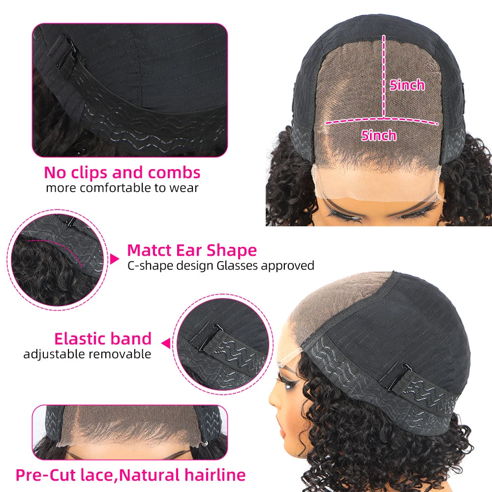 Highlight 5x5 Glueless Wigs Human Hair Pre Plucked Pre Cut Black Hair With Red highlight Body Wave Wigs Human Hair 200% Density