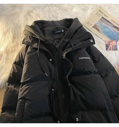 2026 Korean Winter Leisure Cotton Clothes Women Parker coat Y2K Multi-functional Fake Two Pocket Zipper Down Jacket Thick Coat