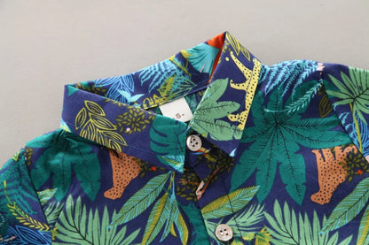 Baby Boy Clothes Baby Clothes 0-5 Years Old Summer Short-Sleeved Shorts Suit Baby Printed Shirt Casual Shorts Two-Piece Suit