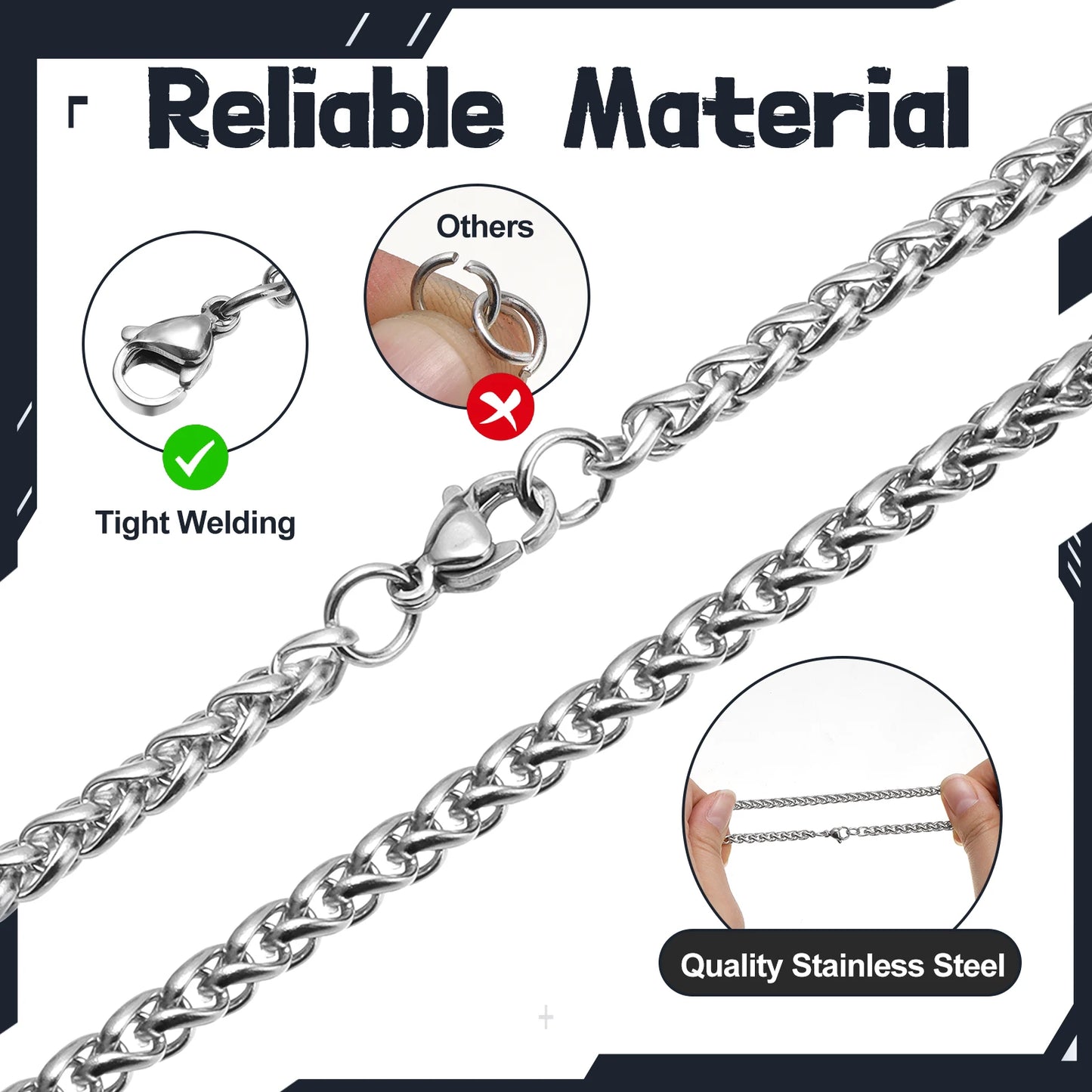 12 Sets Necklaces for Men Stainless Steel Jewelry Set Cross Pendant Necklace Simple Jewelry Gifts Chain Necklace for Men