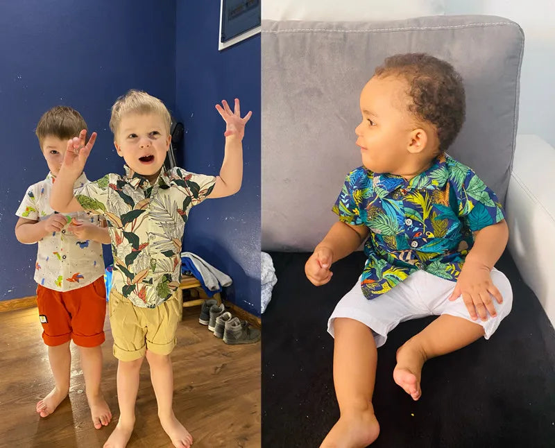 Baby Boy Clothes Baby Clothes 0-5 Years Old Summer Short-Sleeved Shorts Suit Baby Printed Shirt Casual Shorts Two-Piece Suit