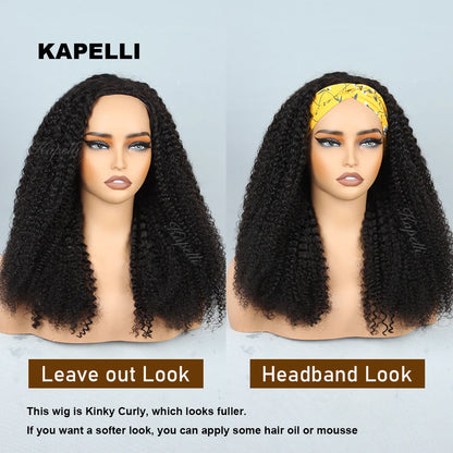 Half Wig Human Hair Wigs 180% Half Wig Kinky Curly Human Hair Wigs 3 In 1 Invisible Hairline Wear Go With Drawstring Seamless