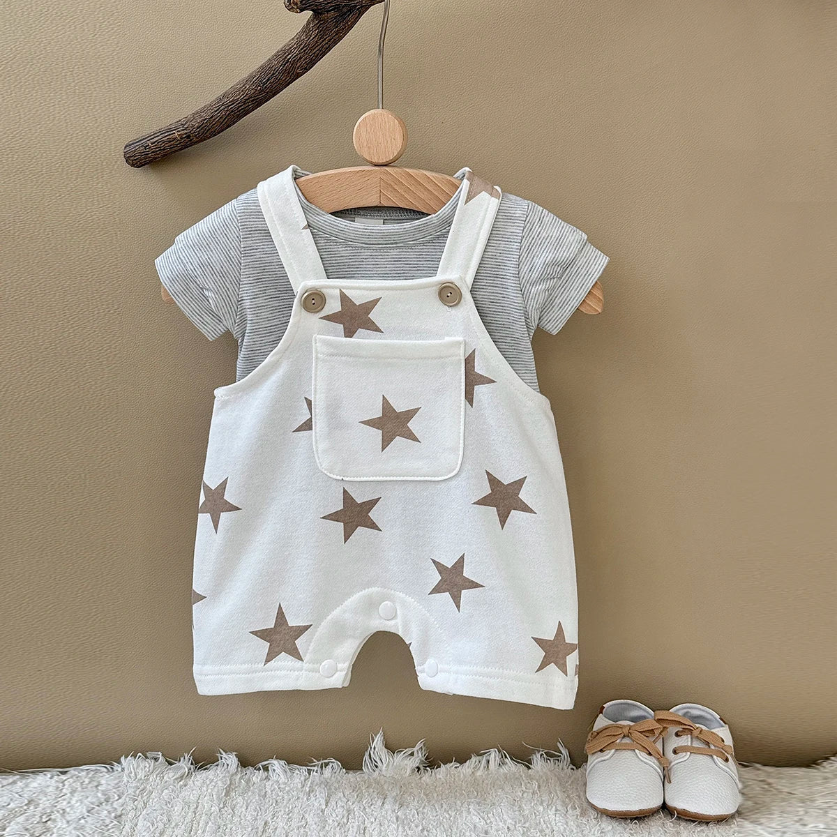 Baby Clothes Cute Cartoon  Print Cotton Comfortable And Soft 0-18 Boys And Girls Summer Short Sleeved Baby Jumpsuit