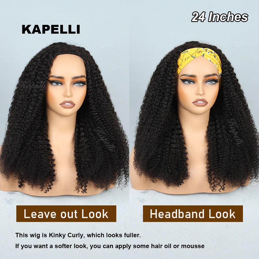 Half Wig Human Hair Wigs 180% Half Wig Kinky Curly Human Hair Wigs 3 In 1 Invisible Hairline Wear Go With Drawstring Seamless
