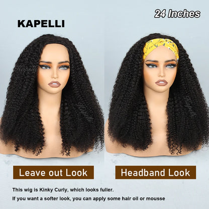 Half Wig Human Hair Wigs 180% Half Wig Kinky Curly Human Hair Wigs 3 In 1 Invisible Hairline Wear Go With Drawstring Seamless